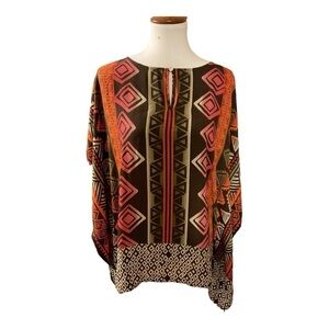Vince Camuto Kaftan Style Tribal Design Top Size Medium